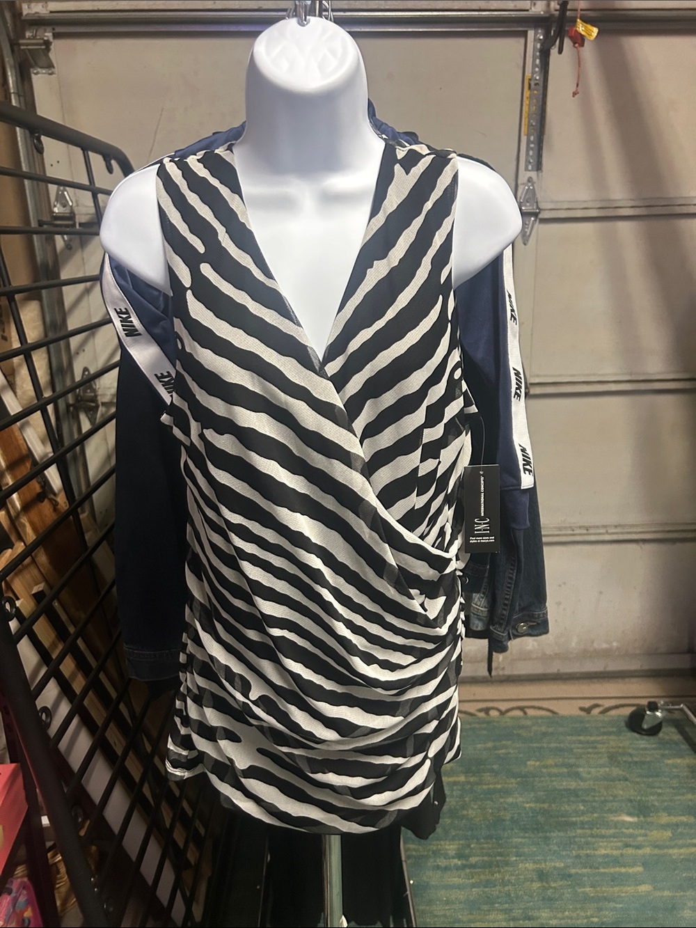 INC International Concepts Black and White Zebra Print Sleeveless Top